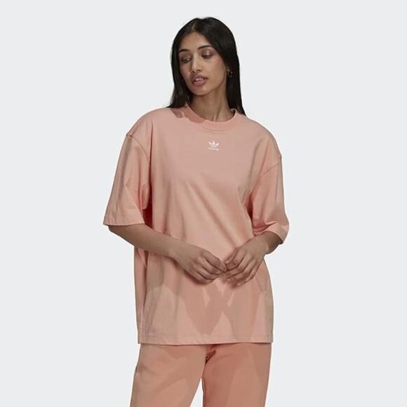 Adidas Originals Women's Pink Loose Crew Neck Short Sleeves T-Shirt Size Large - Picture 1 of 8